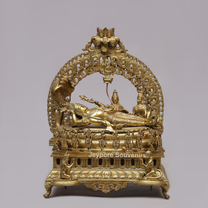 Handcrafted Anantashayana Vishnu On Sheshnag with Royal Arch Sculpture