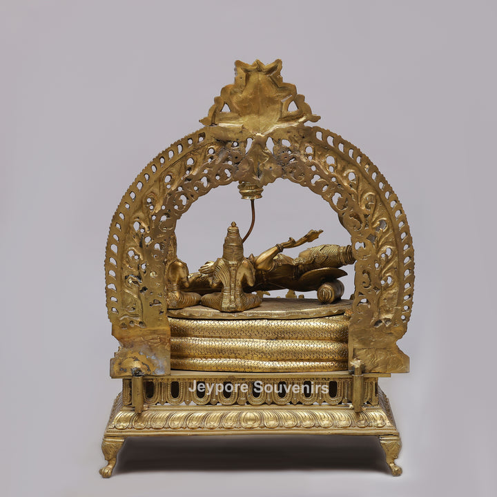 Handcrafted Anantashayana Vishnu On Sheshnag with Royal Arch Sculpture