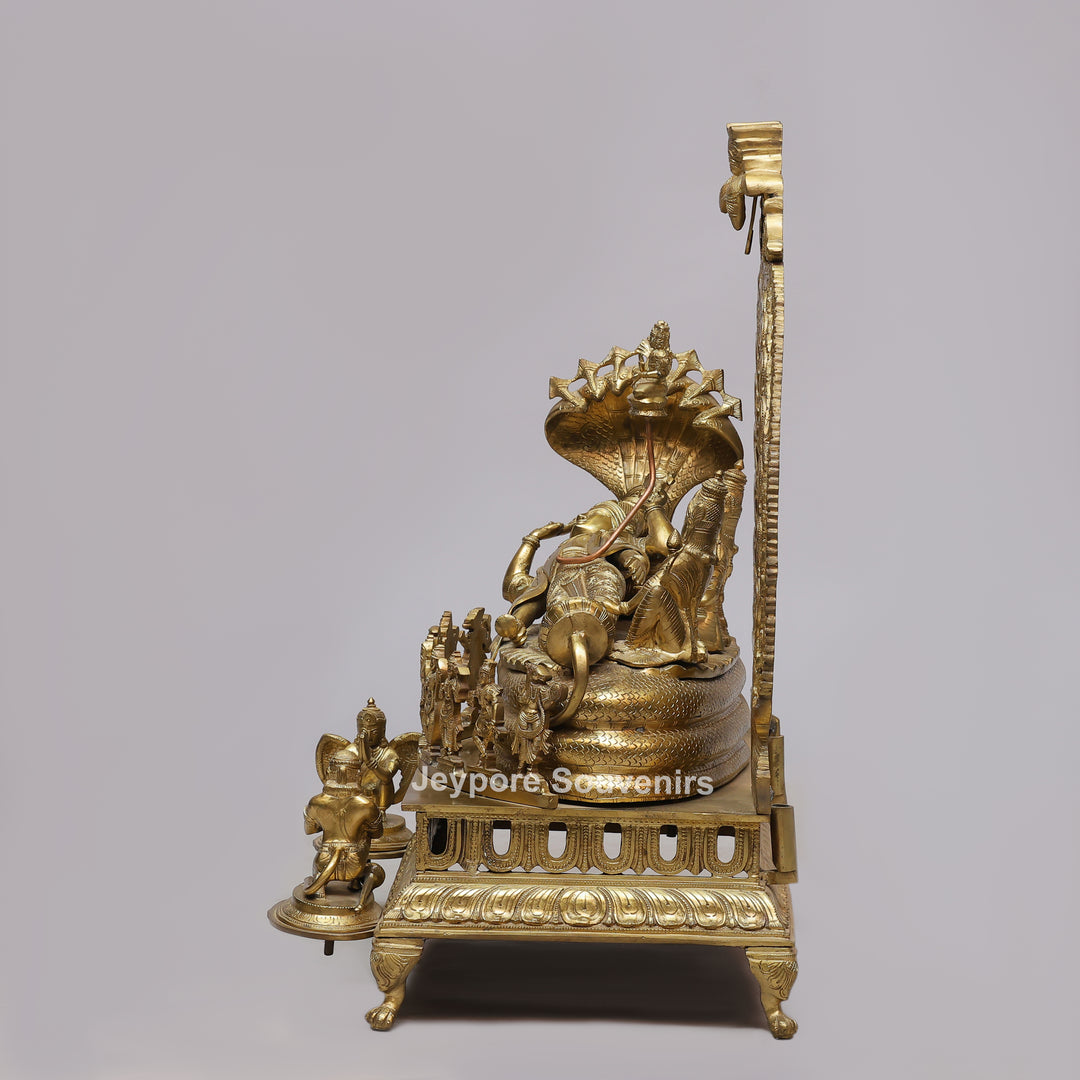 Handcrafted Anantashayana Vishnu On Sheshnag with Royal Arch Sculpture