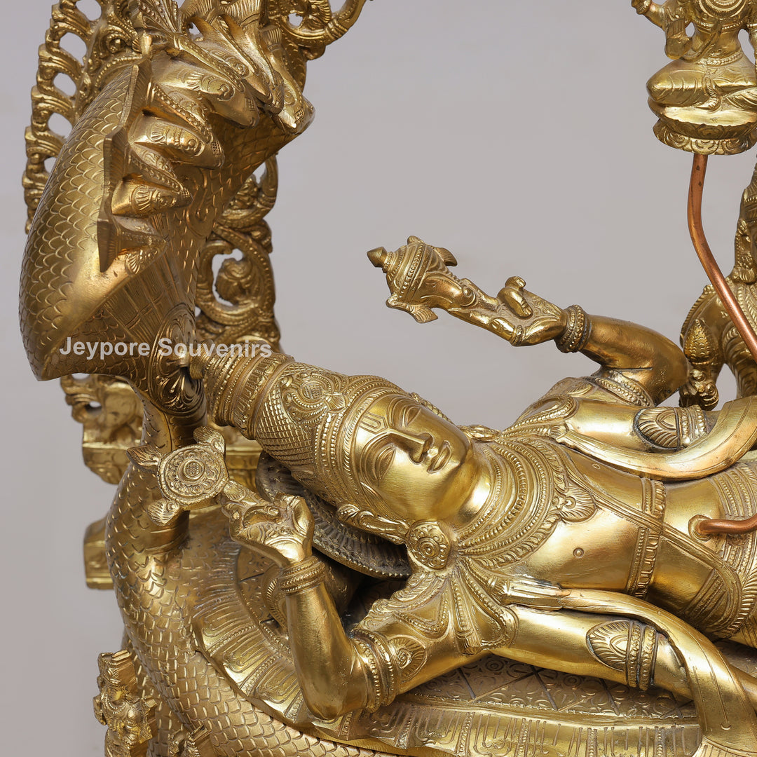 Handcrafted Anantashayana Vishnu On Sheshnag with Royal Arch Sculpture