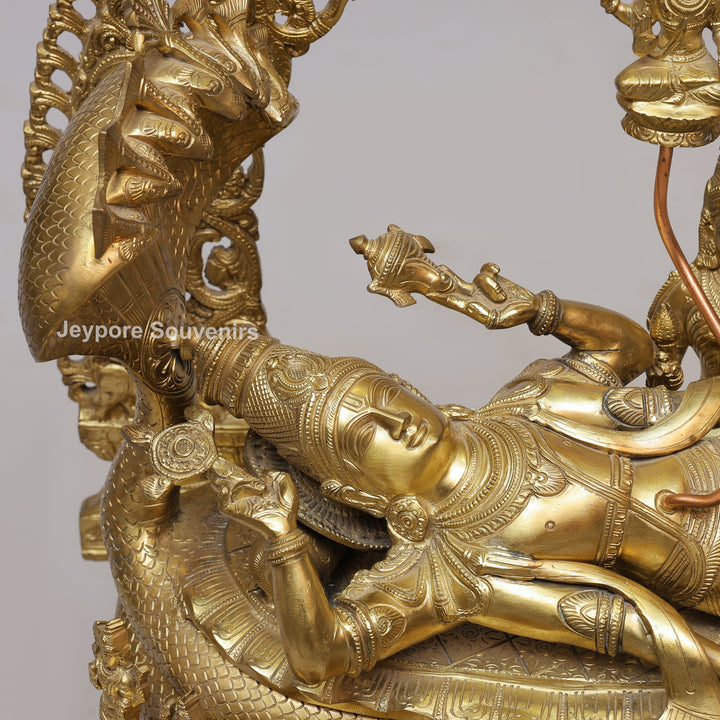 Handcrafted Anantashayana Vishnu On Sheshnag with Royal Arch Sculpture