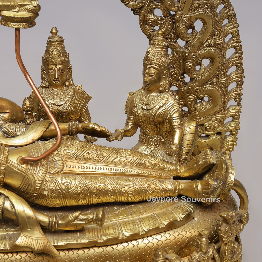 Handcrafted Anantashayana Vishnu On Sheshnag with Royal Arch Sculpture