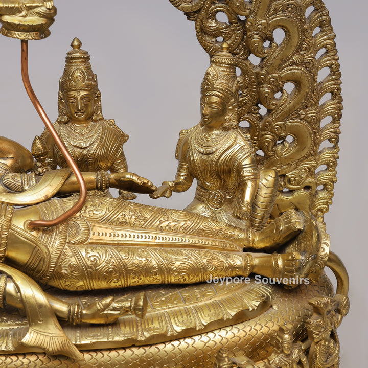 Handcrafted Anantashayana Vishnu On Sheshnag with Royal Arch Sculpture