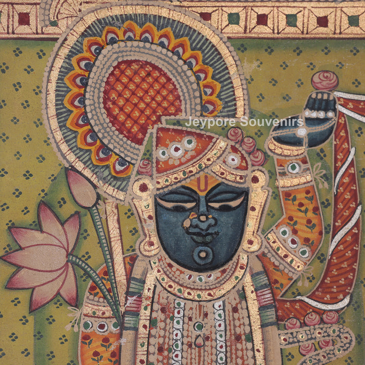 Shrinathji Surrounded by Peacocks - Pichwai Painting