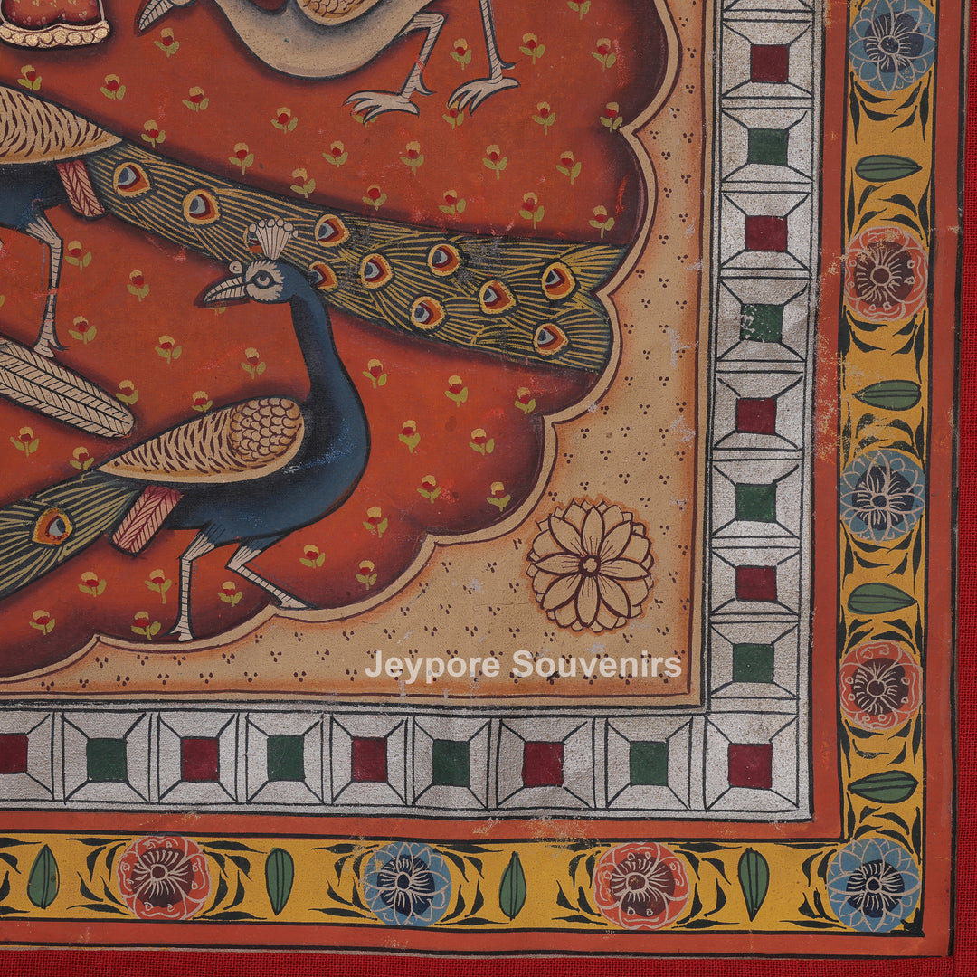 Shrinathji Surrounded by Peacocks - Pichwai Painting