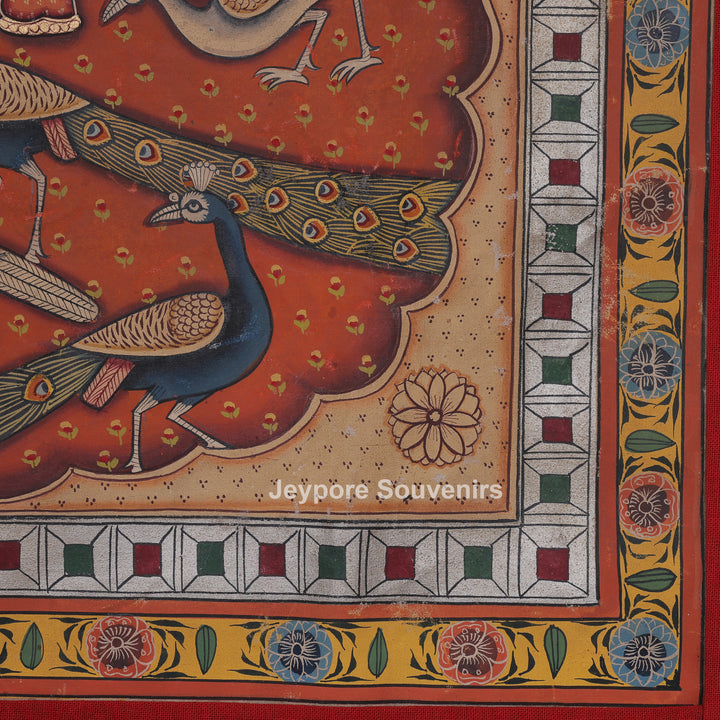 Shrinathji Surrounded by Peacocks - Pichwai Painting