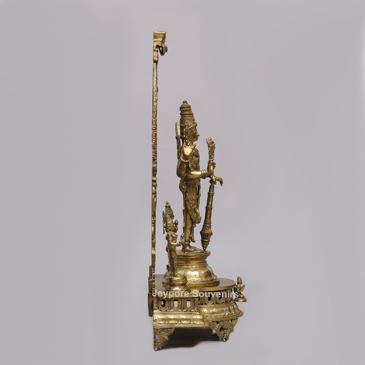 Handcrafted Brass Lord Vishnu Idol with Prabhavali Arch