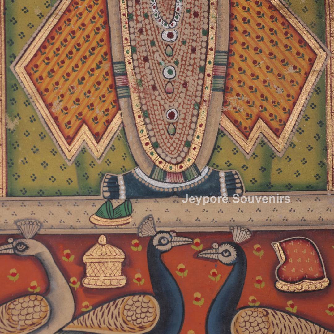 Shrinathji Surrounded by Peacocks - Pichwai Painting