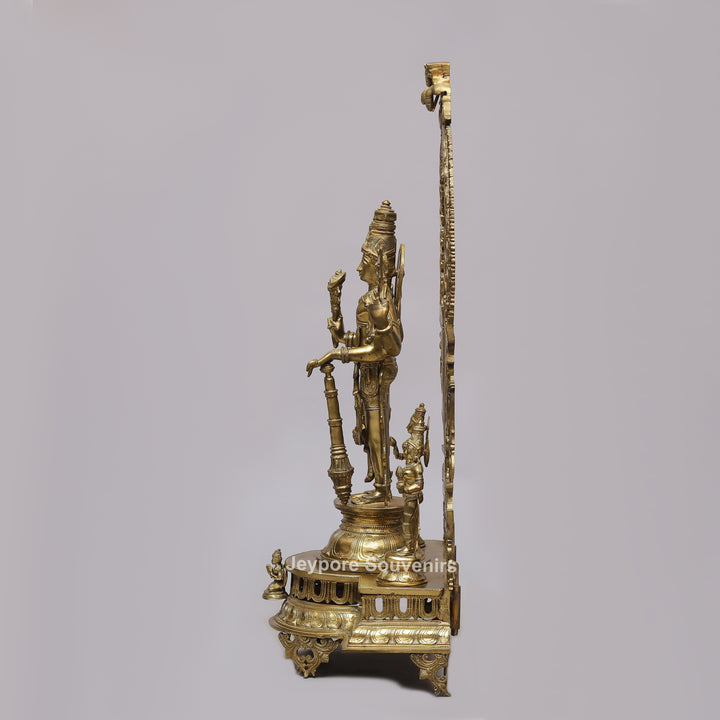 Handcrafted Brass Lord Vishnu Idol with Prabhavali Arch