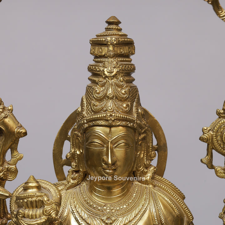 Handcrafted Brass Lord Vishnu Idol with Prabhavali Arch