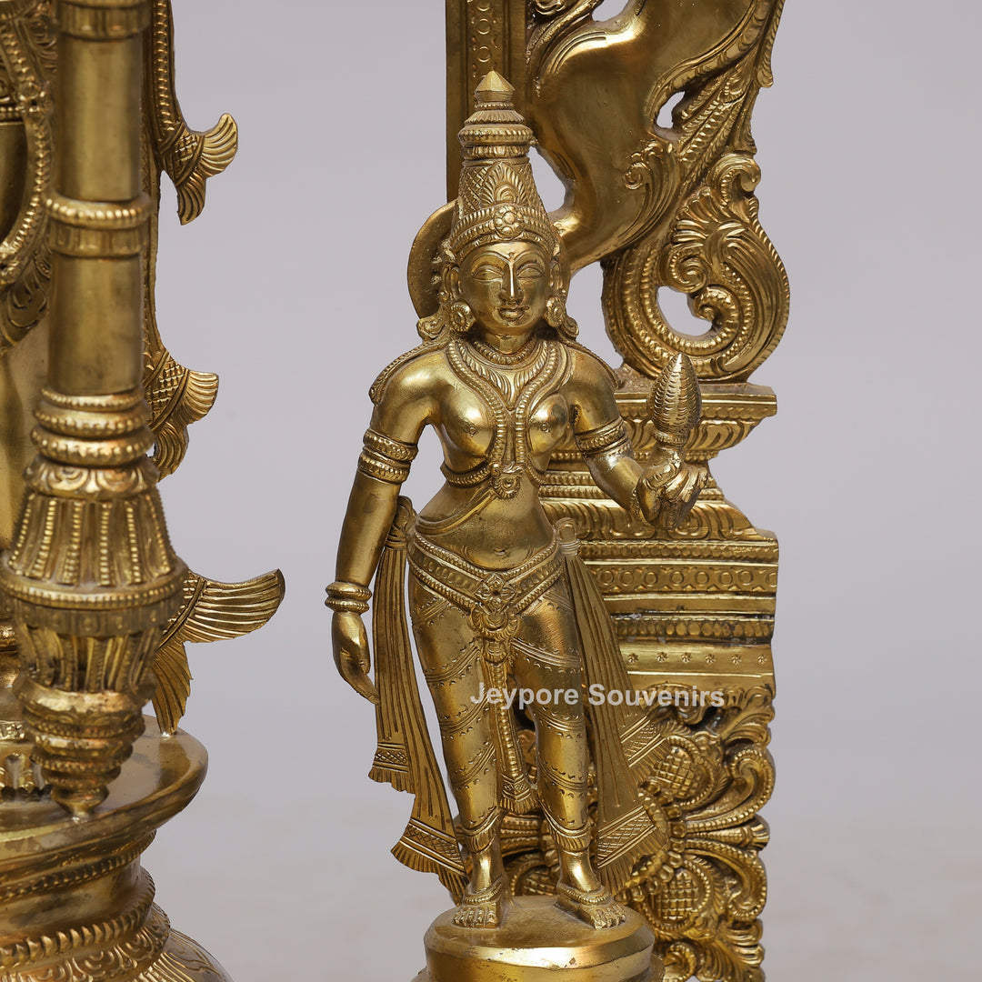 Handcrafted Brass Lord Vishnu Idol with Prabhavali Arch