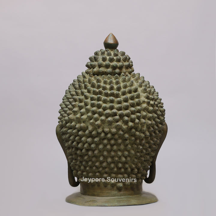 Handcrafted Antique Brass Buddha Head Sculpture