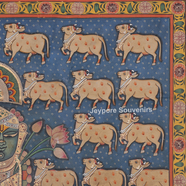 Sharad Purnima Shrinathji With Cows - Handmade Pichwai