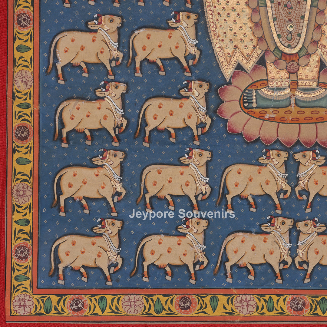 Sharad Purnima Shrinathji With Cows - Handmade Pichwai