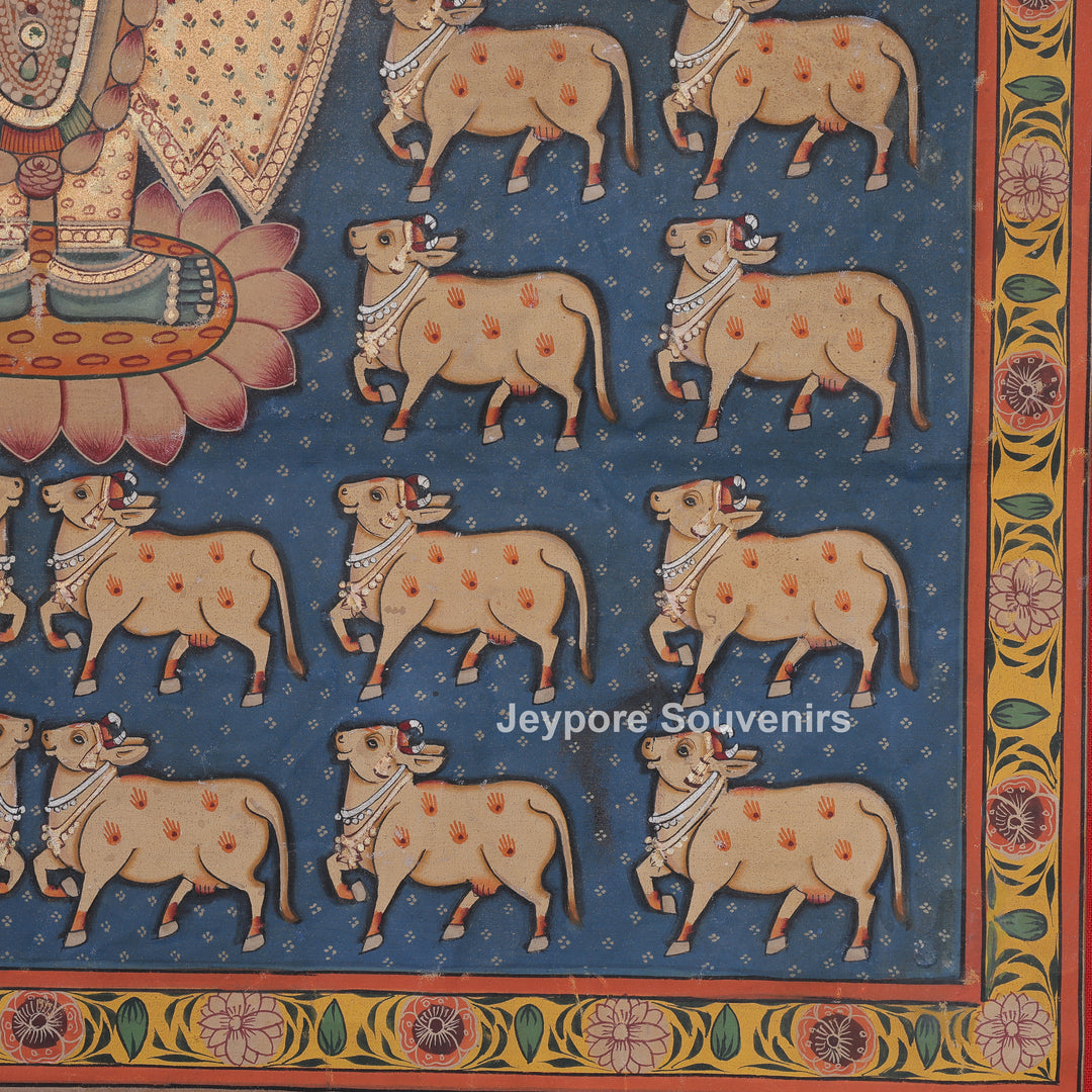 Sharad Purnima Shrinathji With Cows - Handmade Pichwai