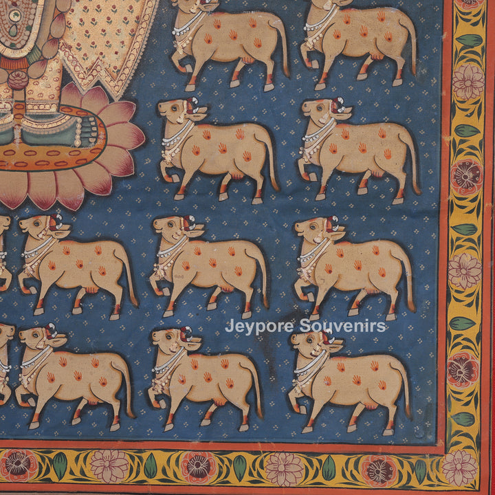 Sharad Purnima Shrinathji With Cows - Handmade Pichwai