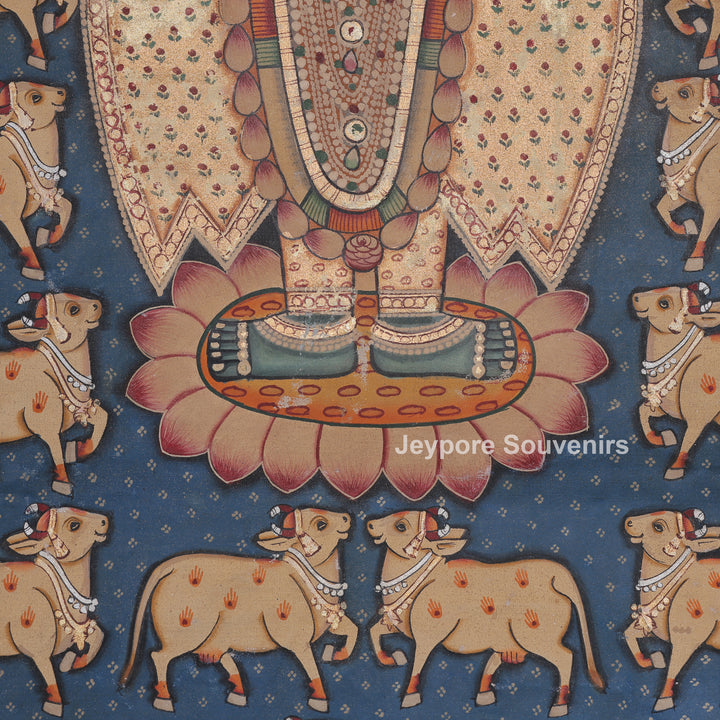 Sharad Purnima Shrinathji With Cows - Handmade Pichwai