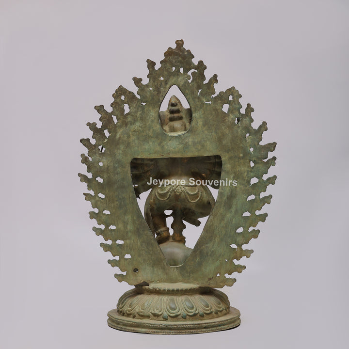 Handcrafted 12-Armed Dancing Lord Ganesha Brass Statue