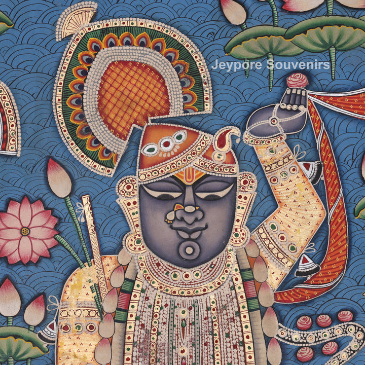 Three Figures Shrinathji - Handmade Pichwai
