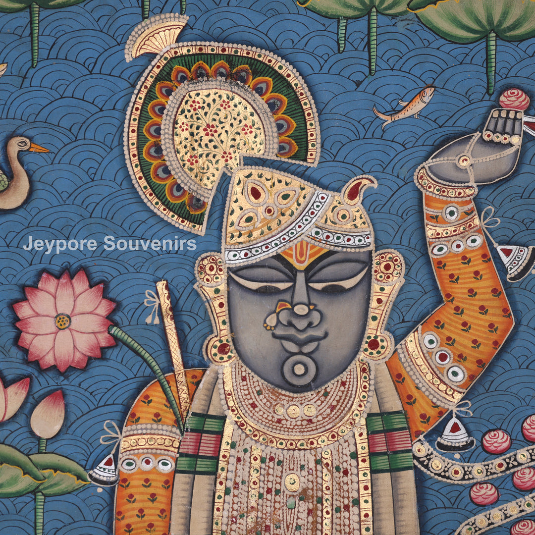 Three Figures Shrinathji - Handmade Pichwai