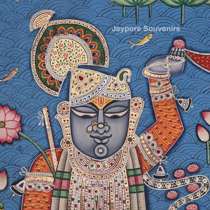 Three Figures Shrinathji - Handmade Pichwai