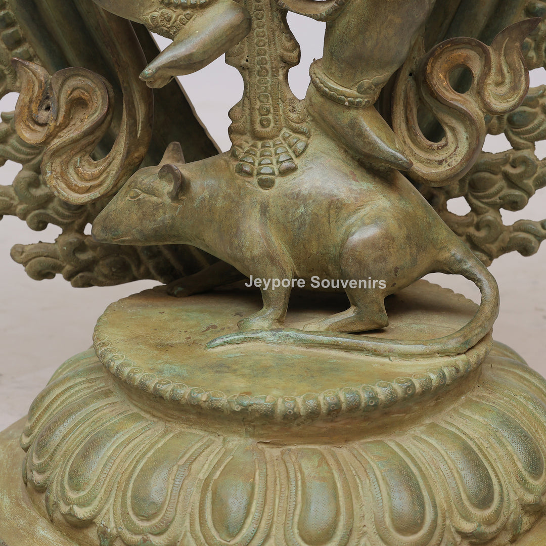 Handcrafted 12-Armed Dancing Lord Ganesha Brass Statue
