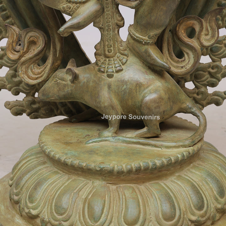 Handcrafted 12-Armed Dancing Lord Ganesha Brass Statue