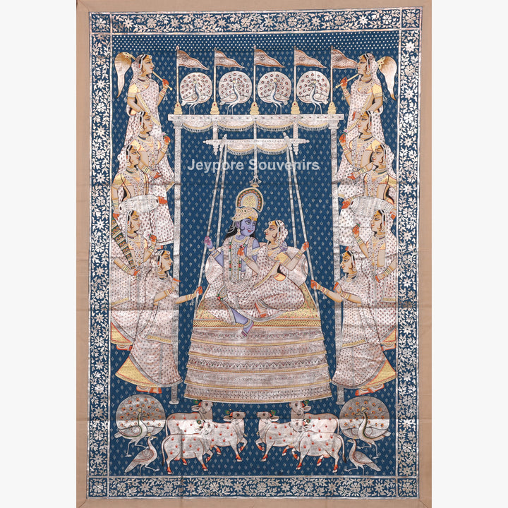 Radha krishna Swing Moment With Devotees - Pichwai