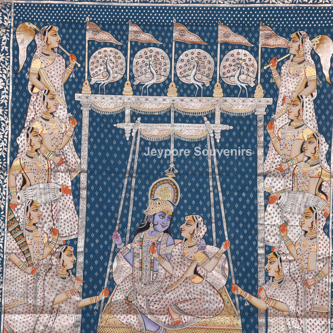 Radha krishna Swing Moment With Devotees - Pichwai