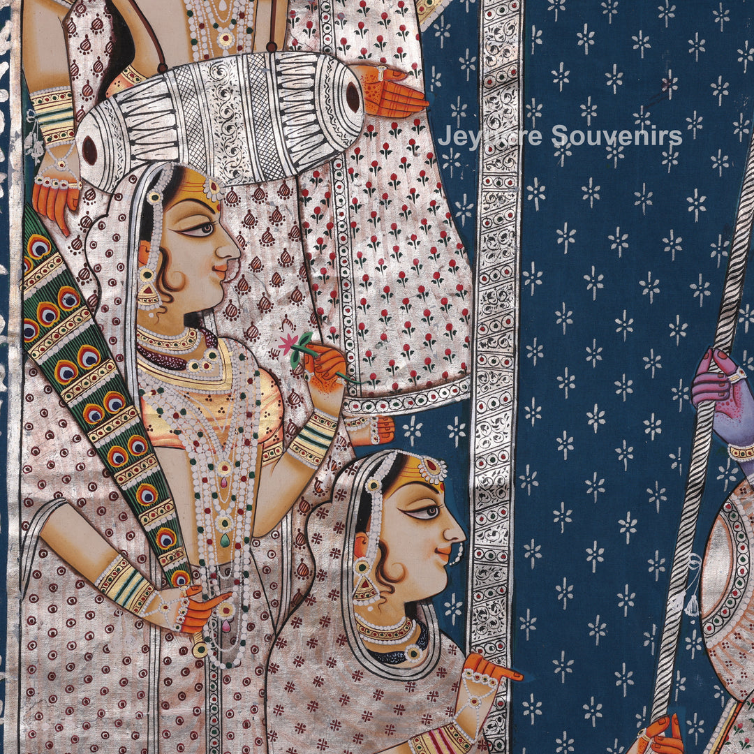 Radha krishna Swing Moment With Devotees - Pichwai