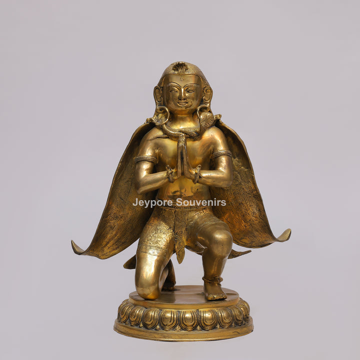 Handcrafted Brass Garuda Statue with Folded Hands