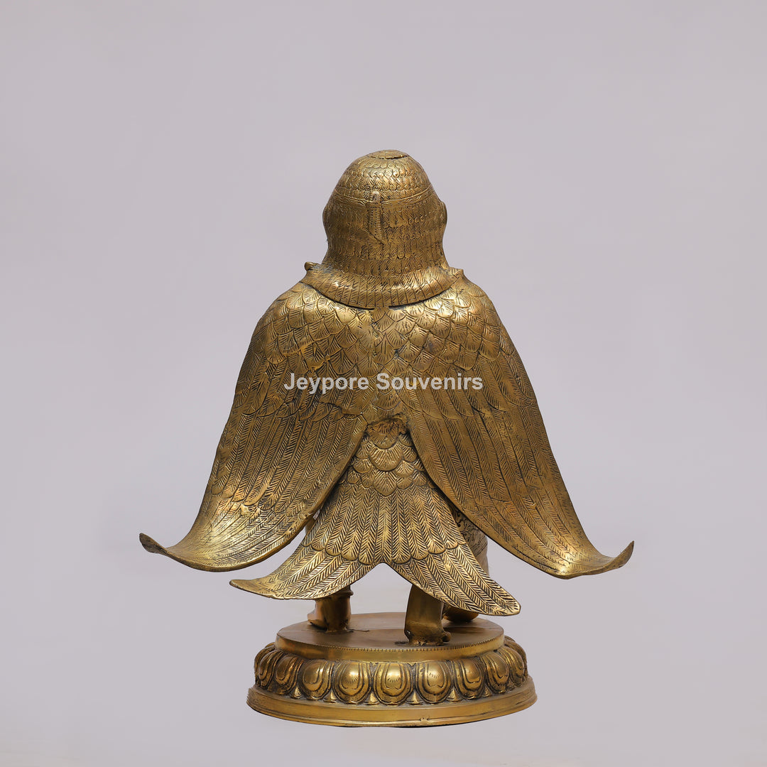 Handcrafted Brass Garuda Statue with Folded Hands