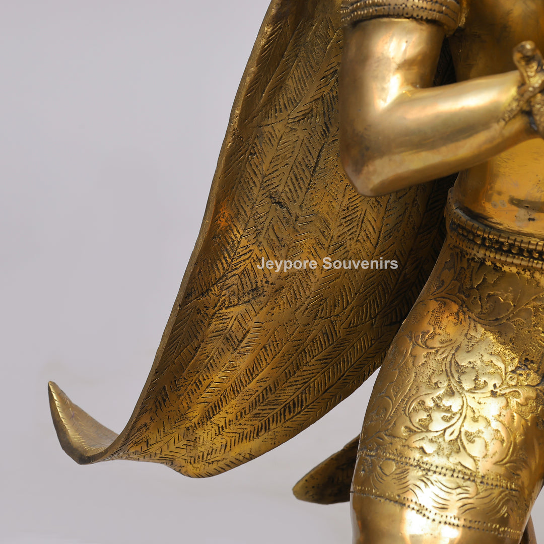 Handcrafted Brass Garuda Statue with Folded Hands
