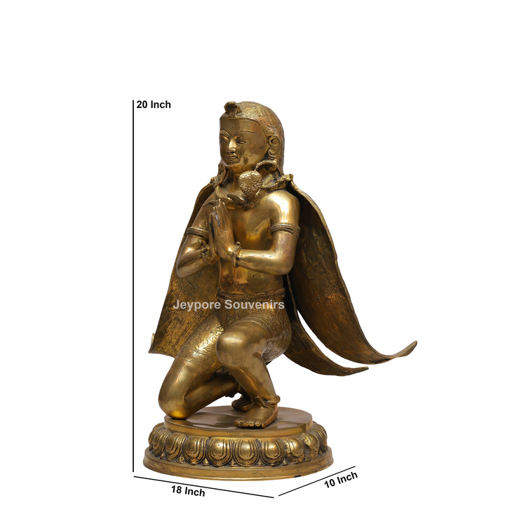 Handcrafted Brass Garuda Statue with Folded Hands