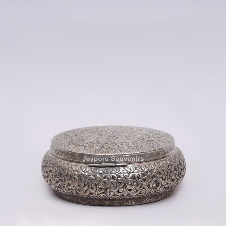Handcrafted German Silver Round Dry Fruit Box