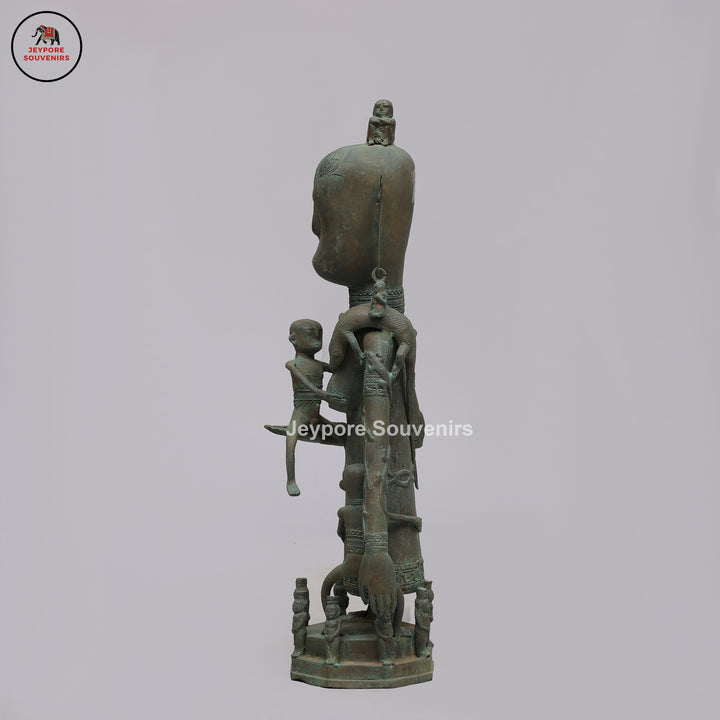 Vintage Primitive Brass Tribal Mother &amp; Child Sculpture