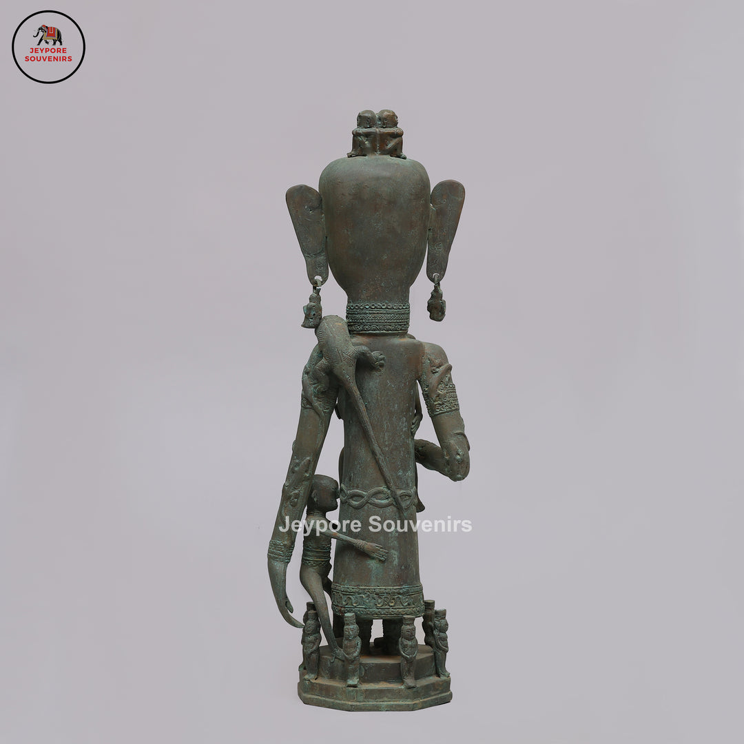 Vintage Primitive Brass Tribal Mother &amp; Child Sculpture