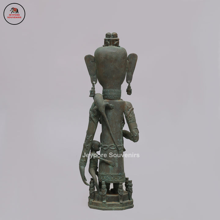 Vintage Primitive Brass Tribal Mother &amp; Child Sculpture