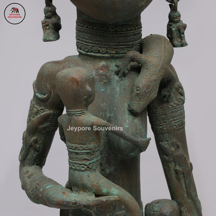 Vintage Primitive Brass Tribal Mother &amp; Child Sculpture