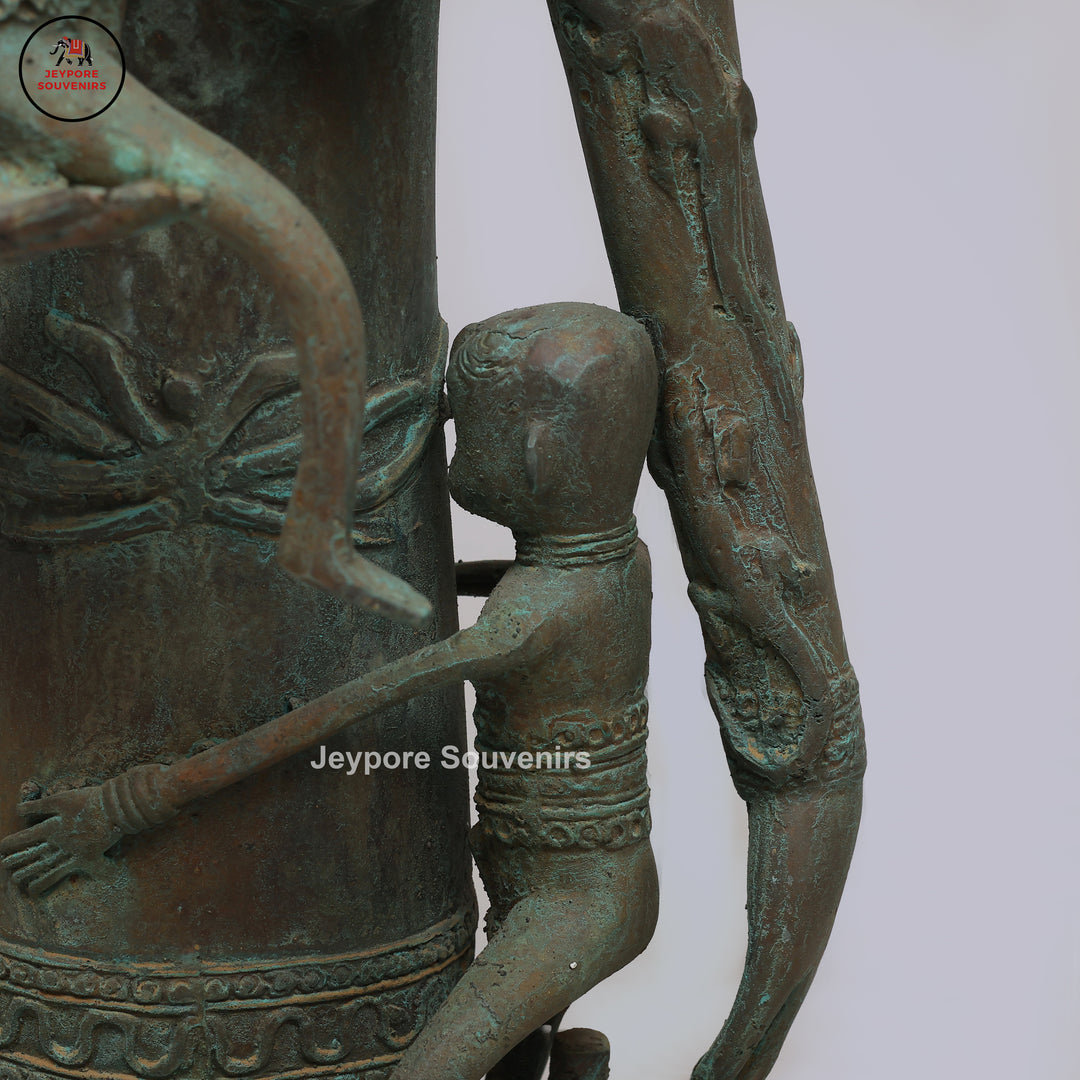 Vintage Primitive Brass Tribal Mother &amp; Child Sculpture