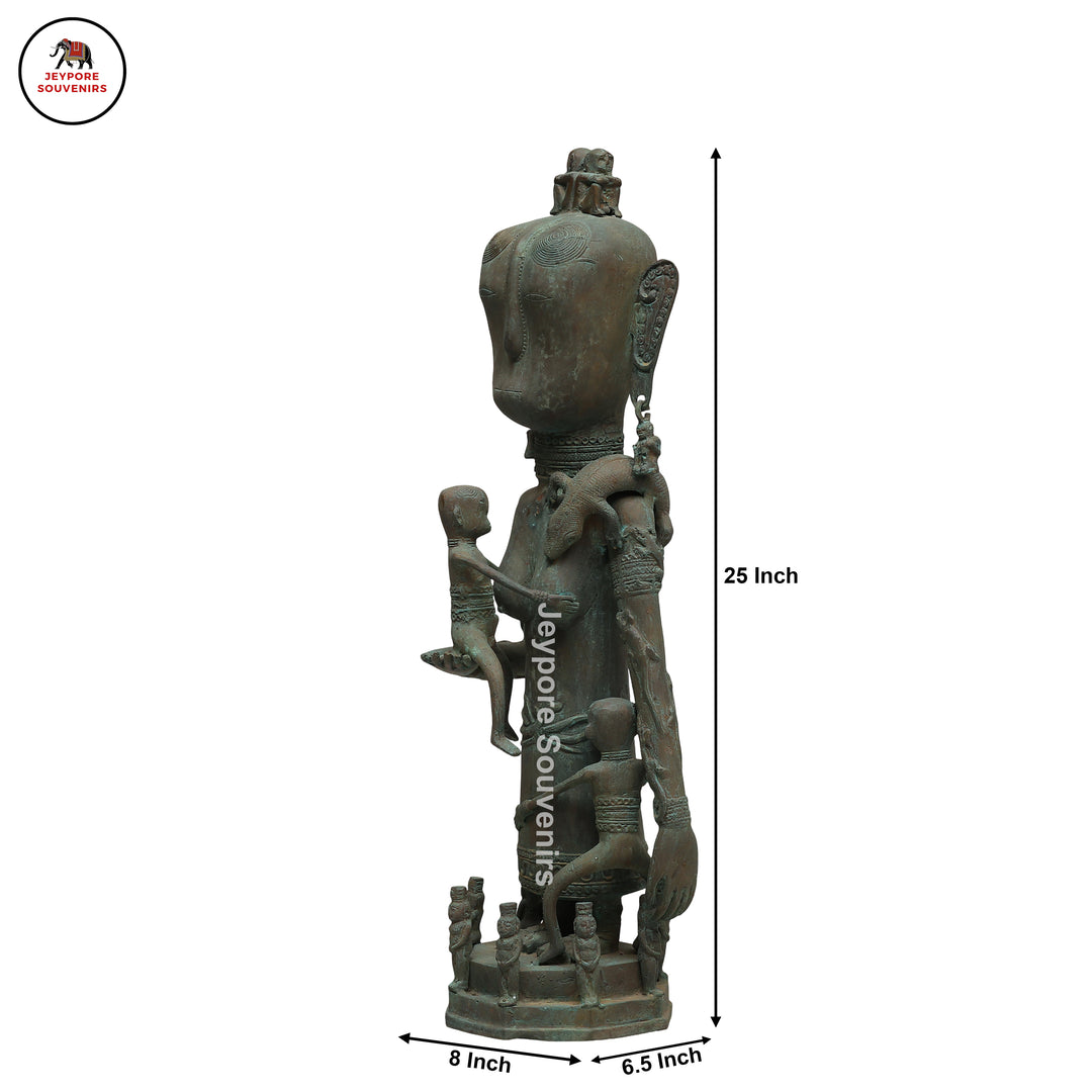 Vintage Primitive Brass Tribal Mother &amp; Child Sculpture