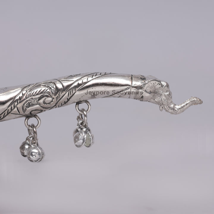 Handcrafted Silver Polished Palki with Peacock Finial