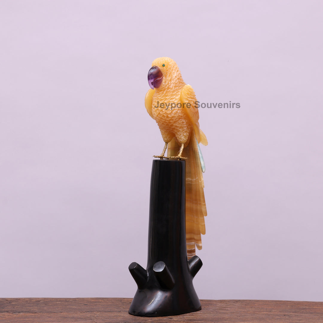 Yellow Quartz Parrot Amethyst Beak – Semi-Precious Gemstone