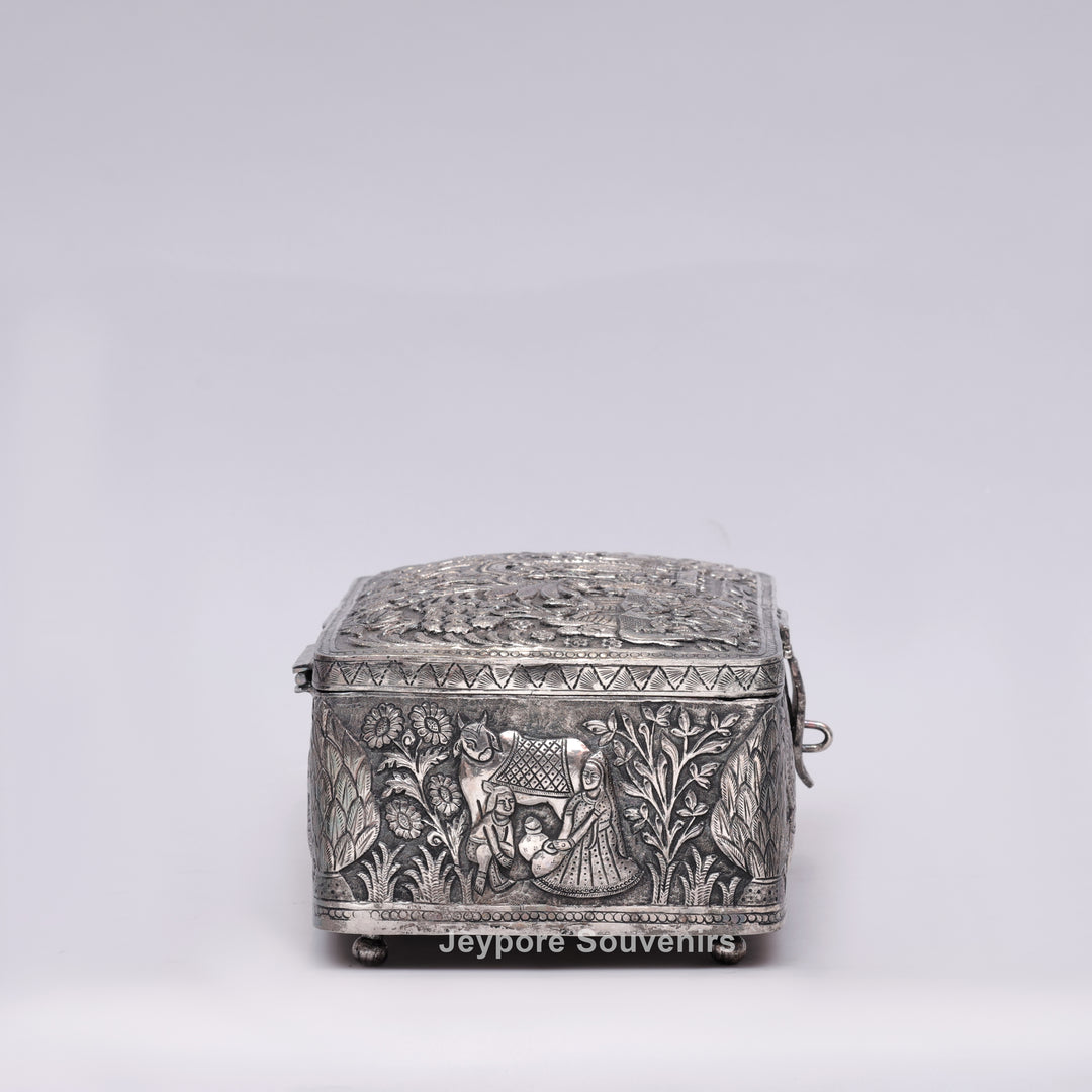 Traditional Handcrafted Wedding Procession Silver-Plated Jewellery Box