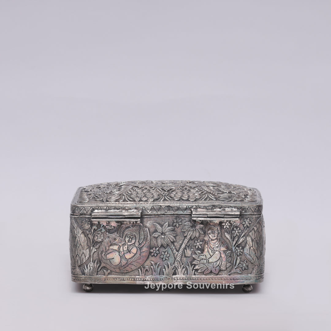Traditional Handcrafted Wedding Procession Silver-Plated Jewellery Box
