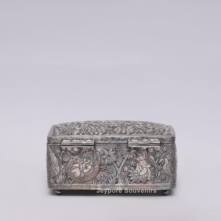 Traditional Handcrafted Wedding Procession Silver-Plated Jewellery Box