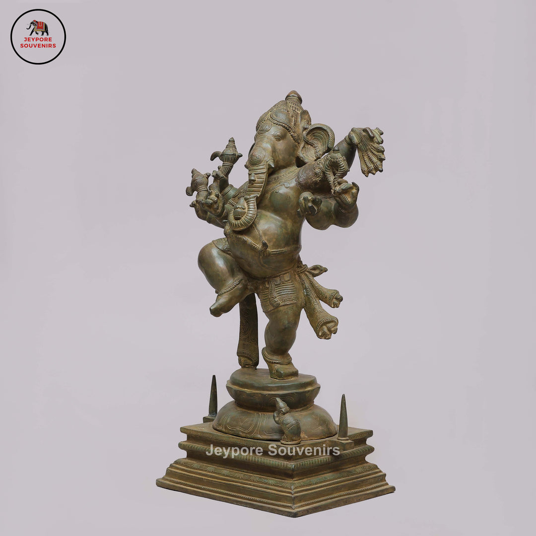 Six-Armed Dancing Ganesha in Swamimalai Lost-Wax Bronze