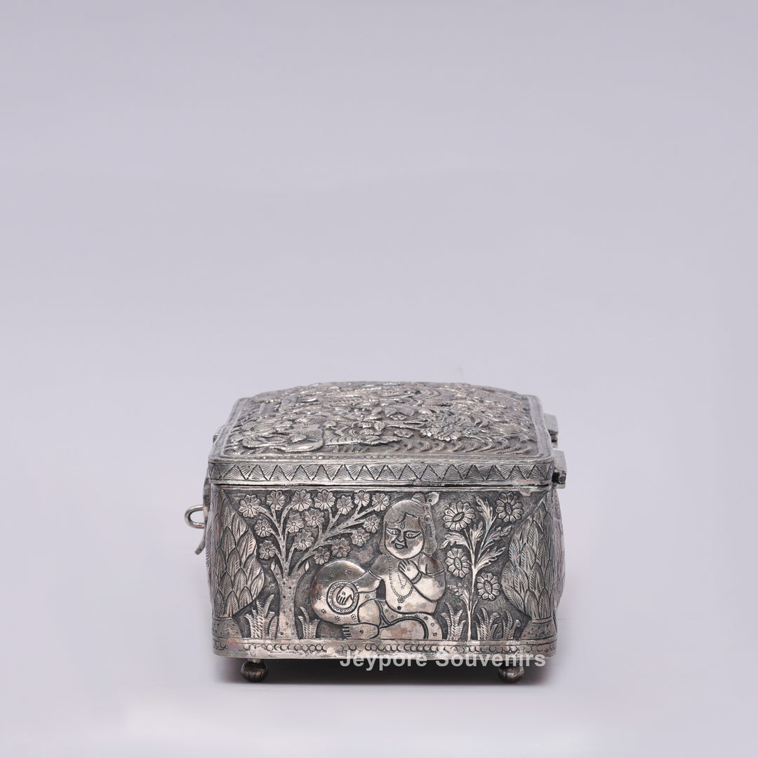 Traditional Handcrafted Wedding Procession Silver-Plated Jewellery Box