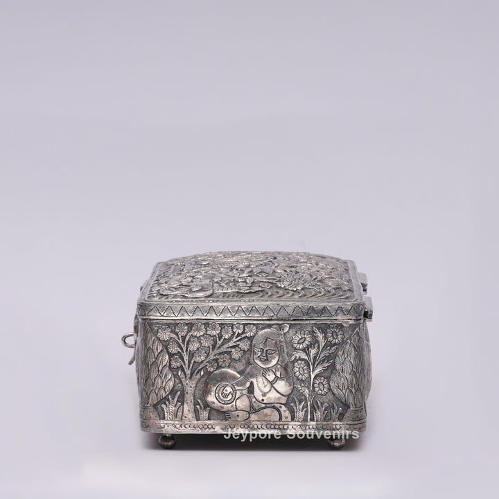 Traditional Handcrafted Wedding Procession Silver-Plated Jewellery Box