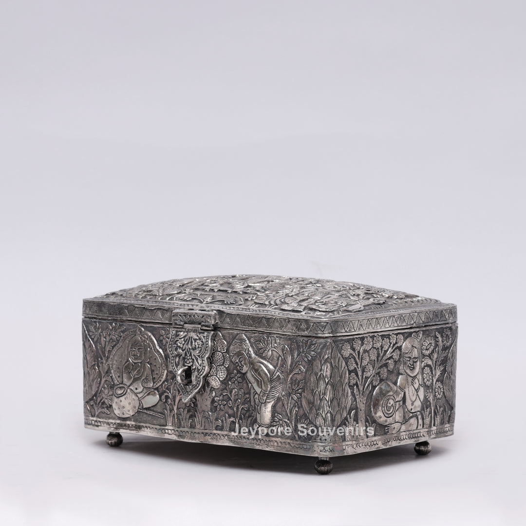 Traditional Handcrafted Wedding Procession Silver-Plated Jewellery Box